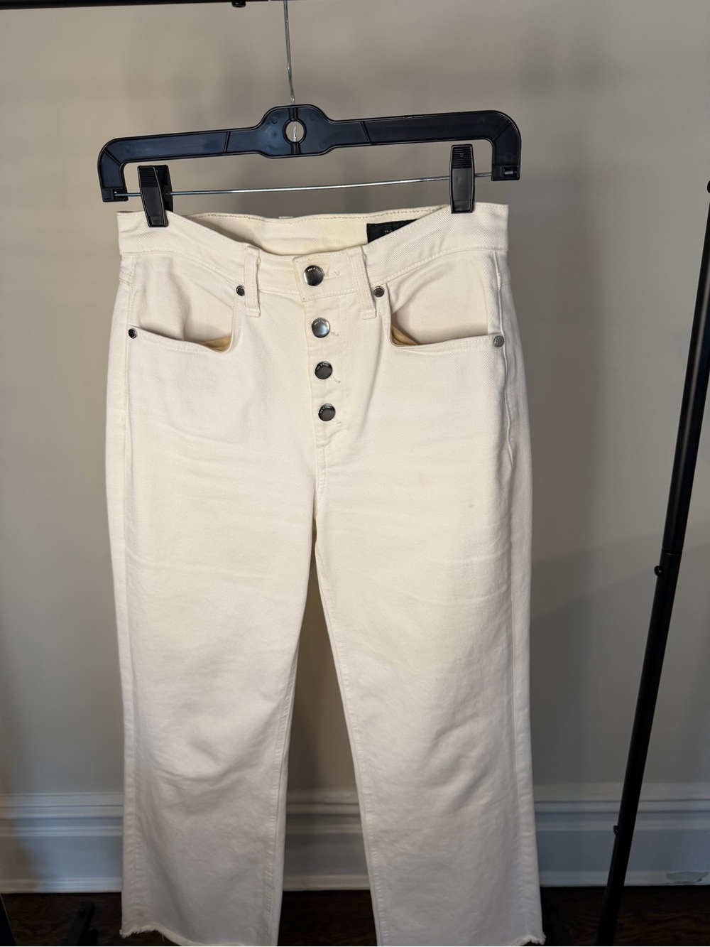 rag & bone Cream Straight-Leg High-Rise Button-Fly Jeans - Picture 2 of 4